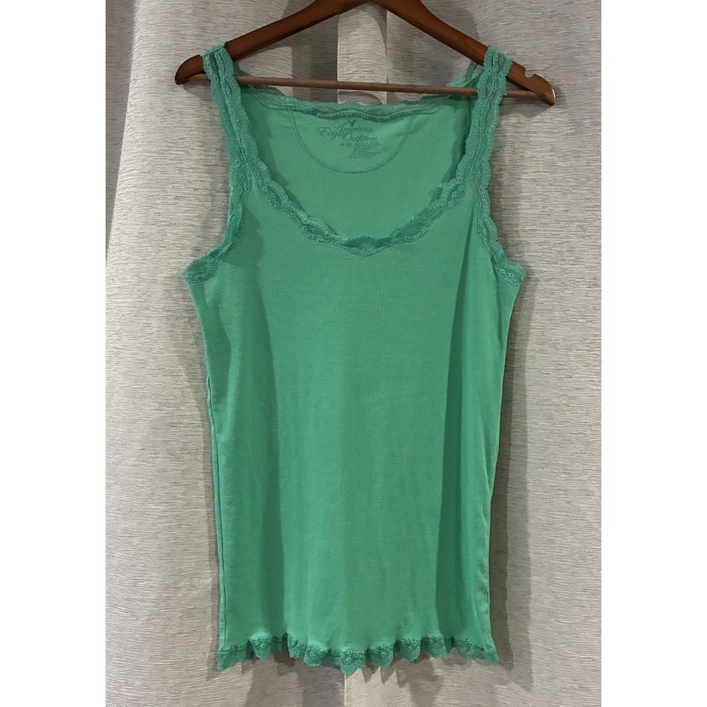 Y2K American Eagle Tank Top Womens Size XL Green ASO Elena Gilbert Alt Color